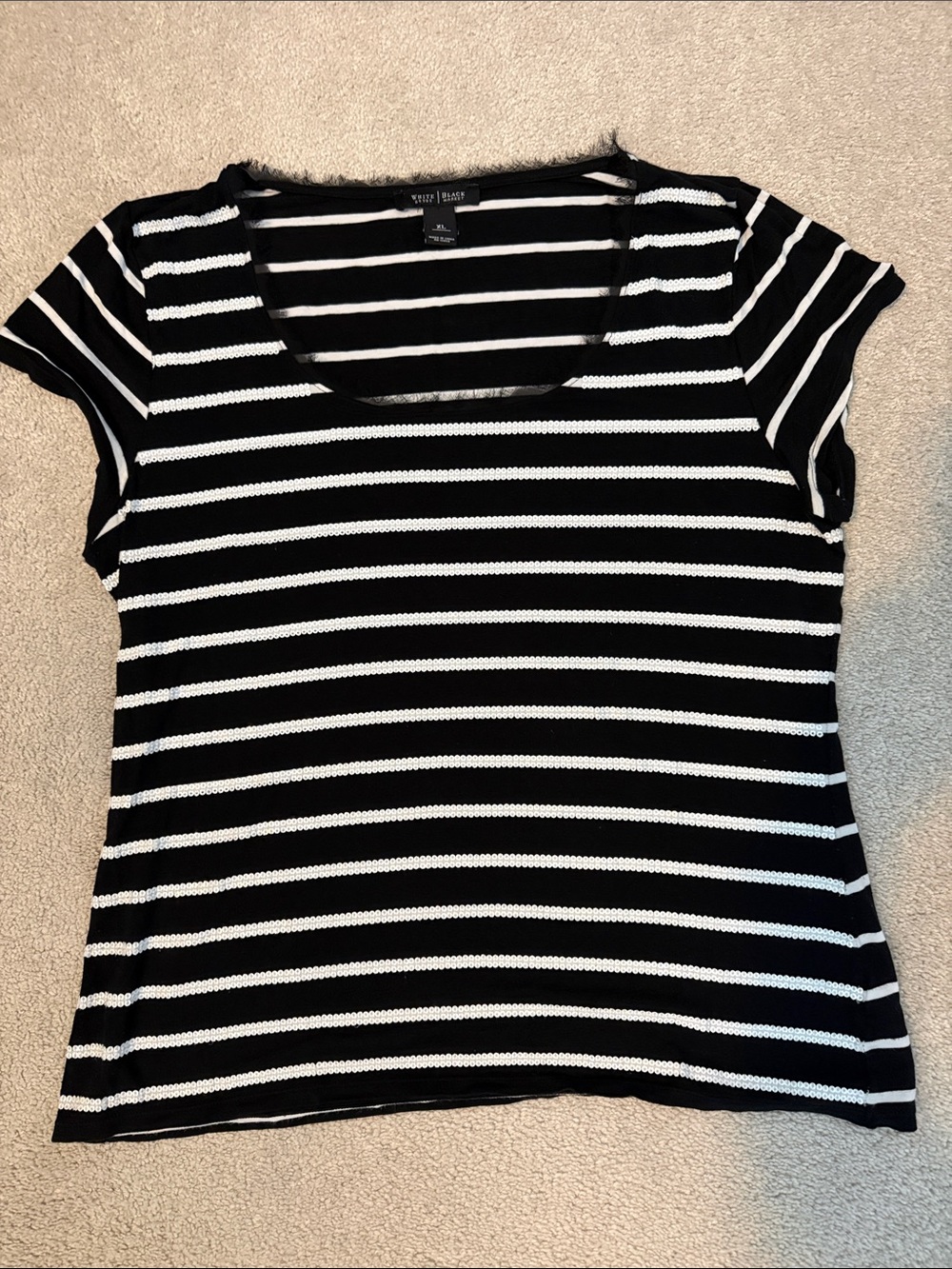 WHBM XL scoop neck striped tee